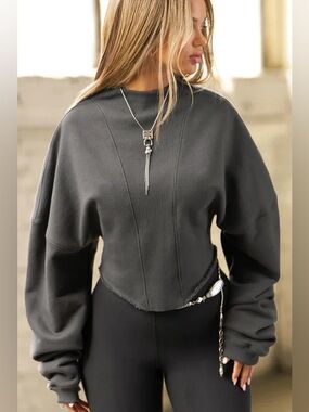 NWT $200 JOAH BROWN RIBBED DOLMAN PULLOVER SWEATSHIRT ALO YOGA ADANOLA LULULEMON